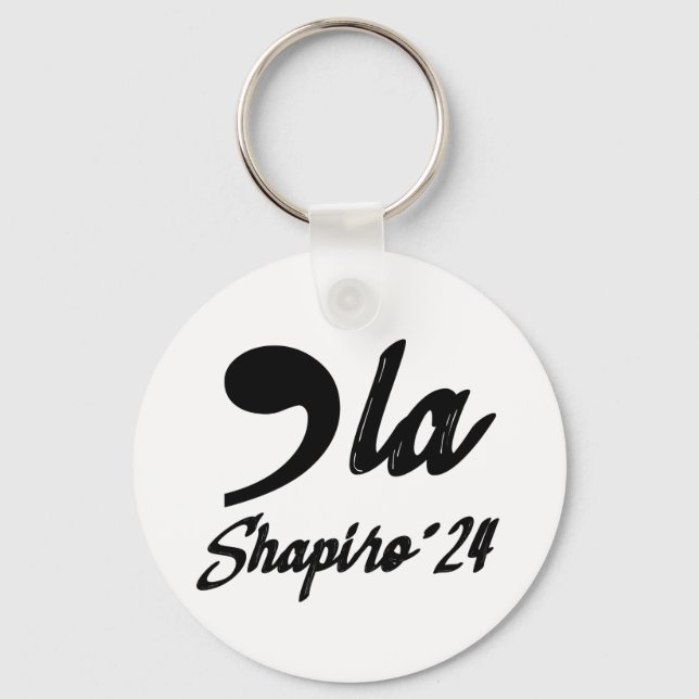 Comma-La Kamala Harris Shapiro 2024 Cursive Keychain (Front)