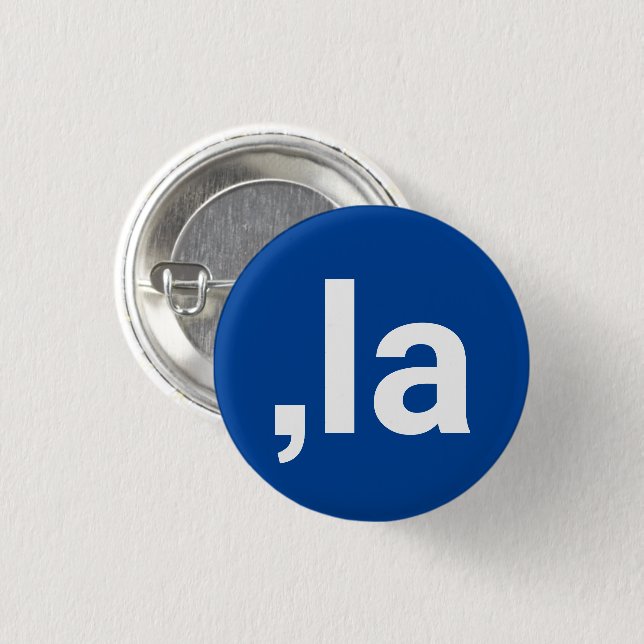 Comma La kamala modern typography funny blue Button (Front & Back)