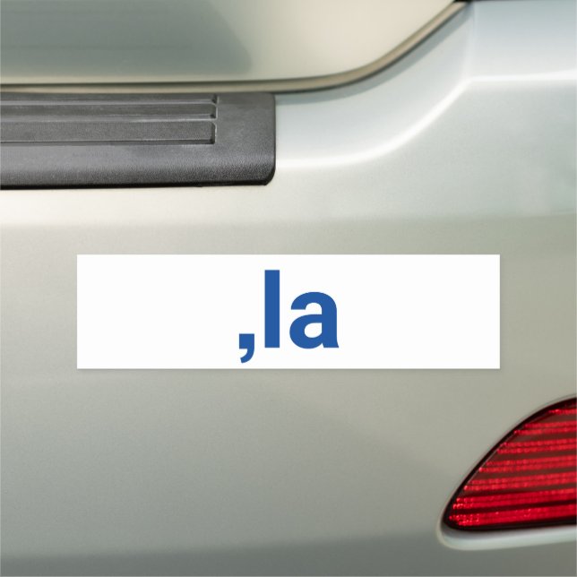 Comma La Kamala modern typography funny blue white Car Magnet (In Situ)