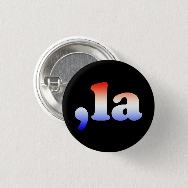 Comma La kamala red white blue typography black Button (Front & Back)