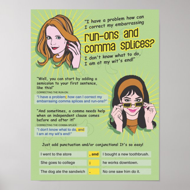 Comma Splices and Run-Ons Poster (Front)