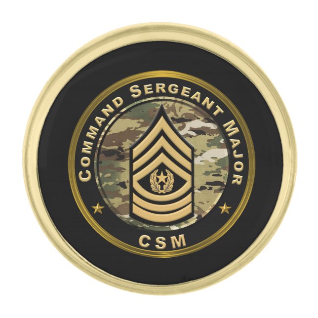Command Sergeant Major CSM Gold Finish Lapel Pin (Front)