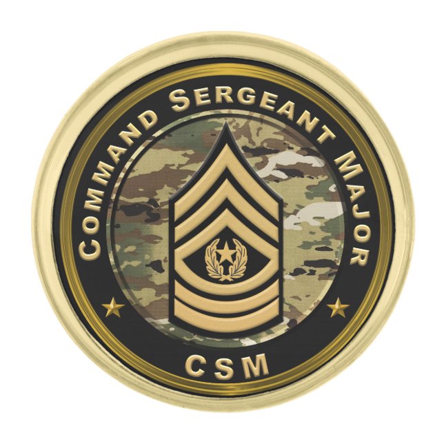 Command Sergeant Major CSM Gold Finish Lapel Pin (Front)