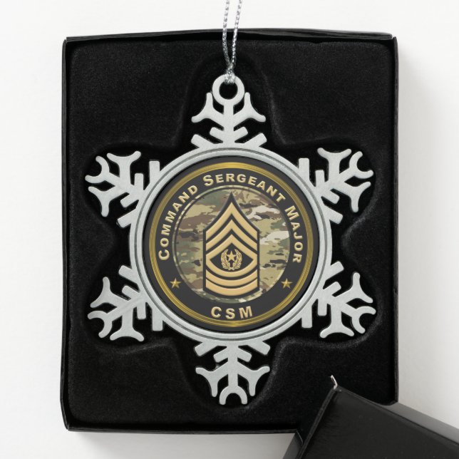 Command Sergeant Major CSM Snowflake Pewter Christmas Ornament (Box)