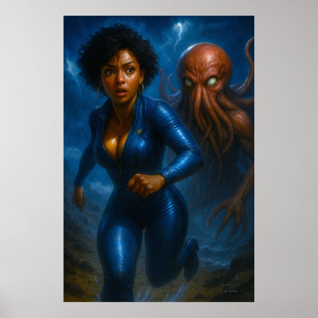 Commander Gail Kween vs Grotesque Octopus | Anime  Poster (Front)