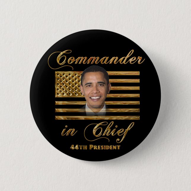 Commander in Chief, Barack Obama Pinback Button (Front)