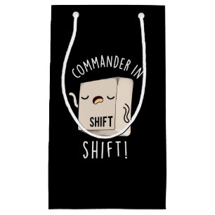 Commander In Shirt Funny Keyboard Pun Dark BG Small Gift Bag