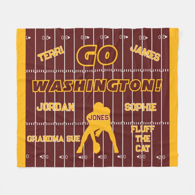 Commanders Football Burgundy and Gold Fleece Blanket (Front (Horizontal))