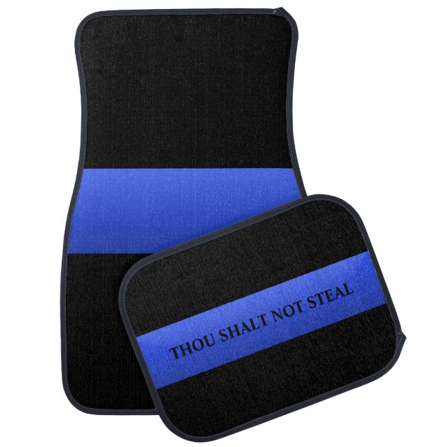 Commandment Thin Blue Line Design Car Mat (Set)