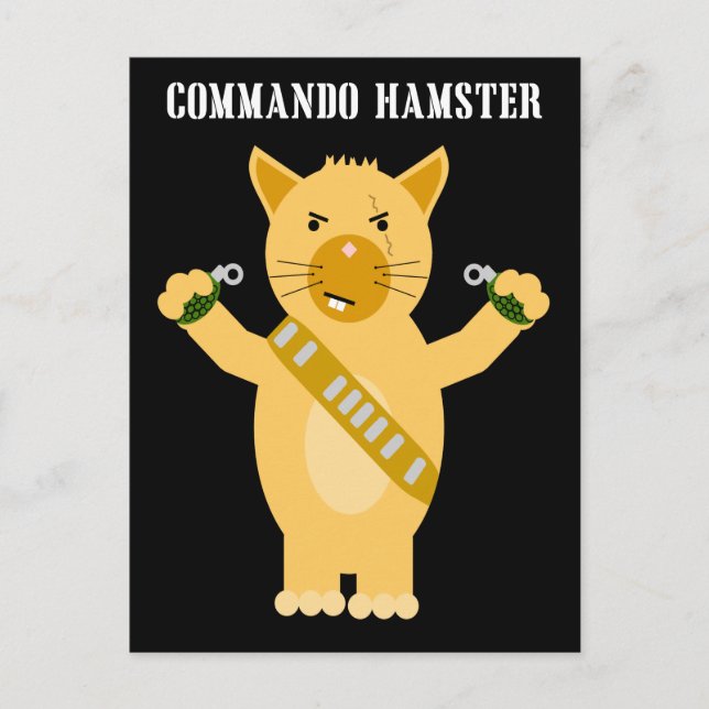 Commando Hamster Postcard (Front)