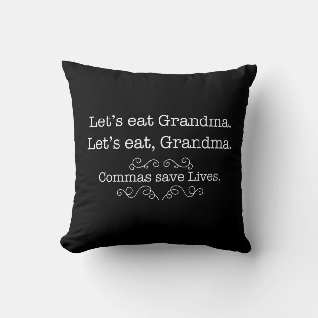 Commas Save Lives Throw Pillow (Front)