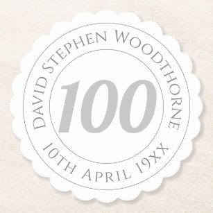 Commemorative 100th Birthday Celebration Paper Coaster