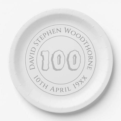 Commemorative 100th Birthday Celebration Paper Pla Paper Plates