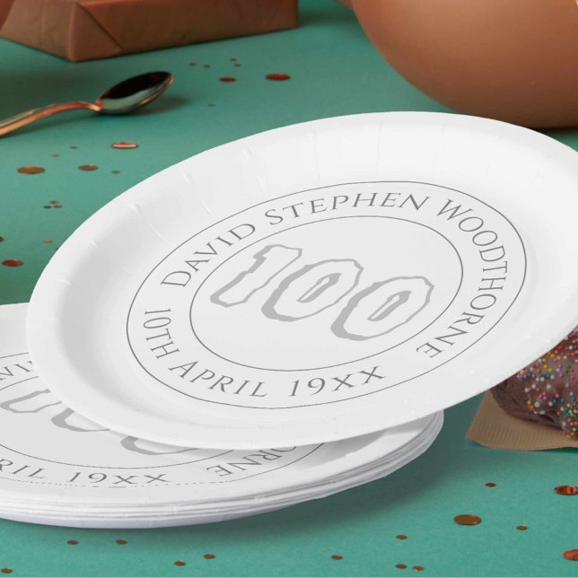 Commemorative 100th Birthday Celebration Paper Pla Paper Plates (Creator Uploaded)