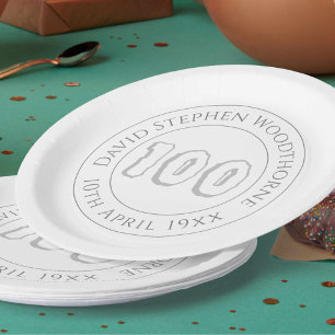 Commemorative 100th Birthday Celebration Paper Pla Plates
