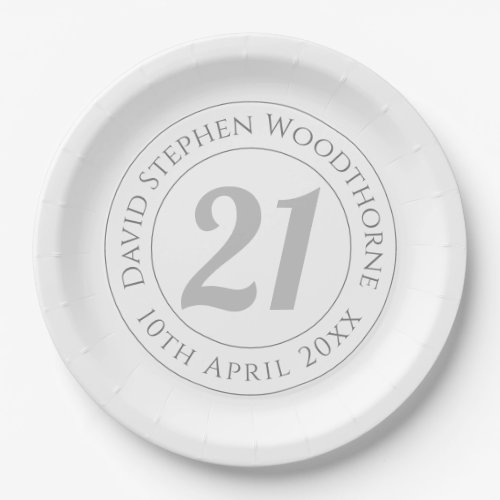 Commemorative 21st Birthday Celebration Paper Plates