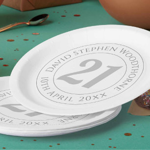 Commemorative 21st Birthday Celebration Paper Plates