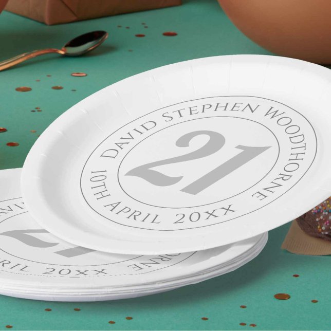Commemorative 21st Birthday Celebration Paper Plates (Creator Uploaded)
