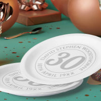 Commemorative 30th Birthday Celebration Paper Plates