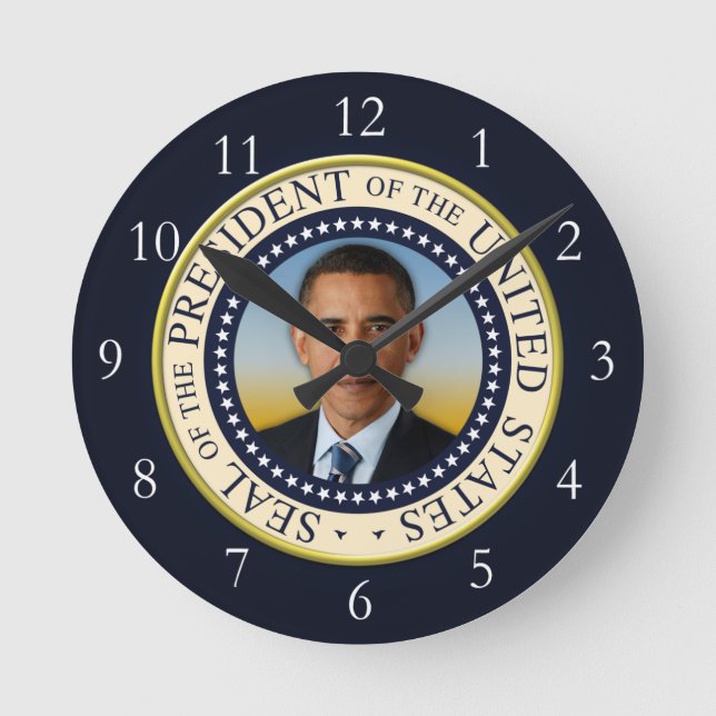 Commemorative 45th President Barack Obama Round Clock (Front)