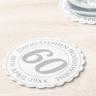 Commemorative 60th Birthday Celebration Paper Coaster