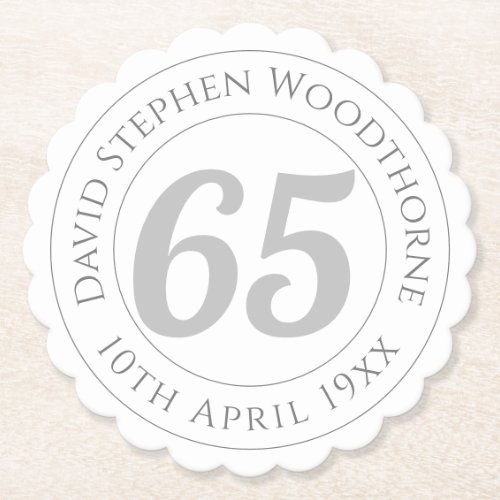 Commemorative 65th Birthday Celebration Paper Coaster