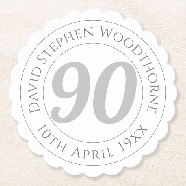 Commemorative 90th Birthday Celebration Paper Coaster (Front)