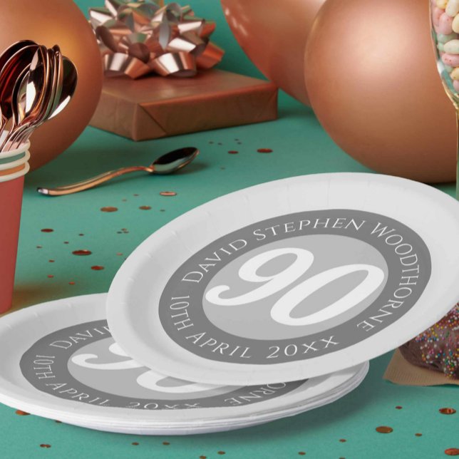 Commemorative 90th Birthday Celebration Paper Plates (Creator Uploaded)
