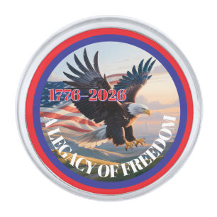Commemorative America 250th Anniversary Bald Eagle Silver Finish Lapel Pin
