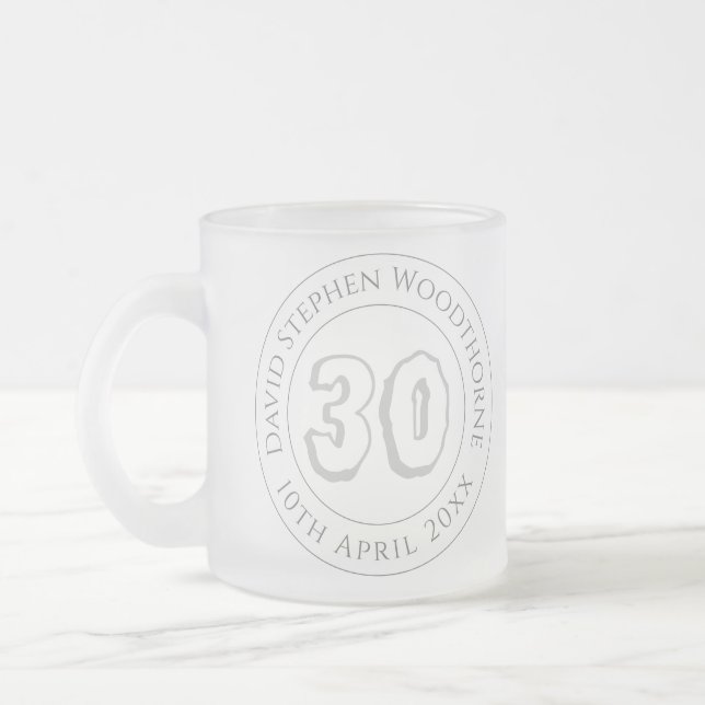 Commemorative Birthday Celebration Personalized Fr Frosted Glass Coffee Mug (Left)
