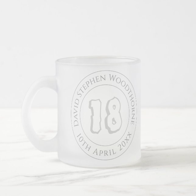 Commemorative Birthday Celebration Personalized Frosted Glass Coffee Mug (Left)