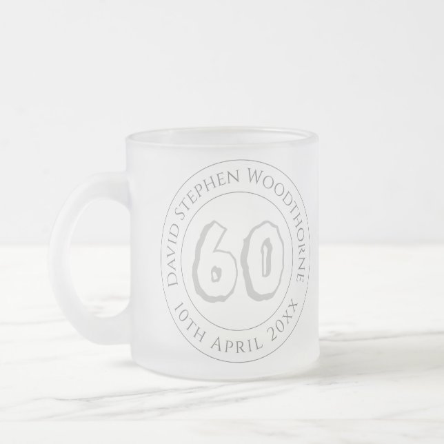 Commemorative Birthday Celebration Personalized Frosted Glass Coffee Mug (Left)