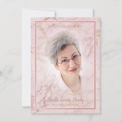 Commemorative Celebration of Life Pink Faux Marble