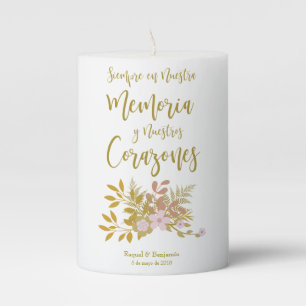 Commemorative Design Dear In Spanish Pillar Candle