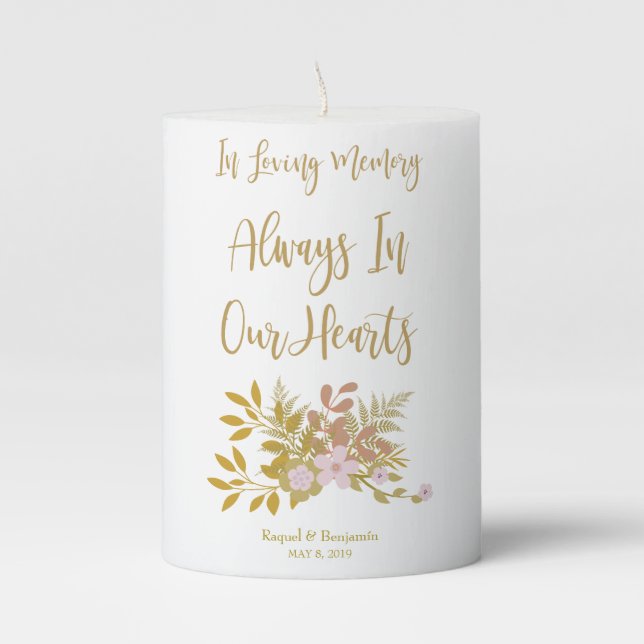 Commemorative Design Dear Ones in Loving Memory Pillar Candle (Front)