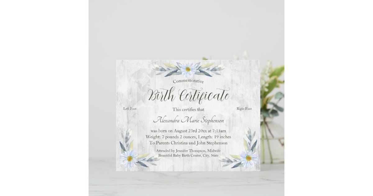 Commemorative New Baby Footprint Birth Certificate Zazzle Commemorative New Baby Footprint Birth Certificate Zazzle