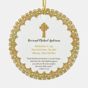 Commemorative ORDINATION gift Priest Pastor Deacon Ceramic Ornament