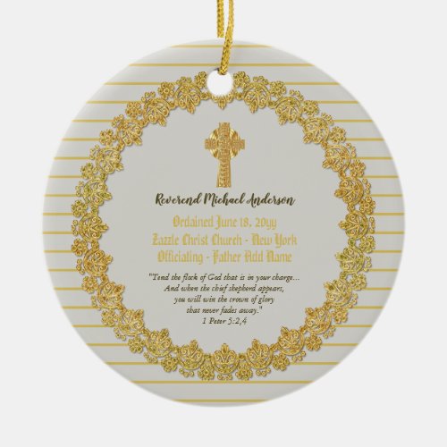 Commemorative ORDINATION gift Priest Pastor Deacon Ceramic Ornament