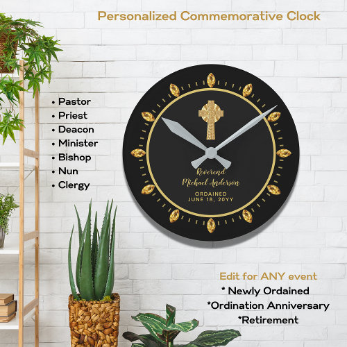 Commemorative ORDINATION gift Priest Pastor Deacon Round Clock