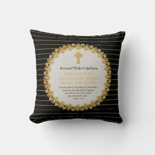 Commemorative ORDINATION gift Priest Pastor Deacon Throw Pillow