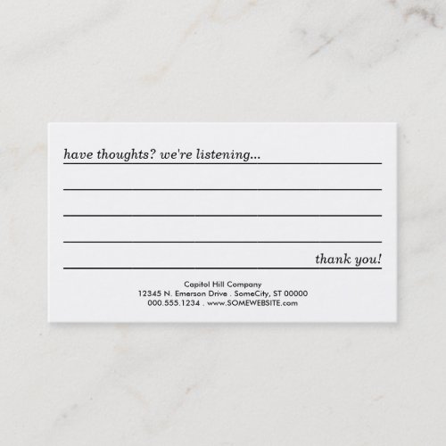 comment card