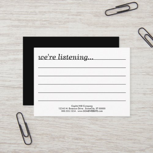 comments business card