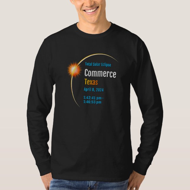 Commerce Texas Tx Total Solar Eclipse 2024 1 T-Shirt (Front)