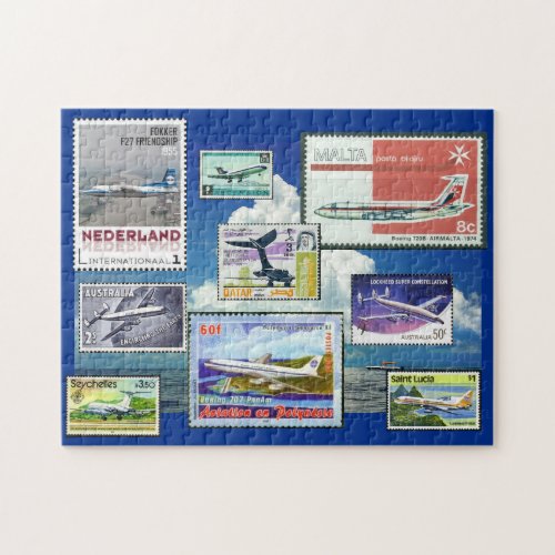 Commercial Airplanes  Postage Stamp Puzzle