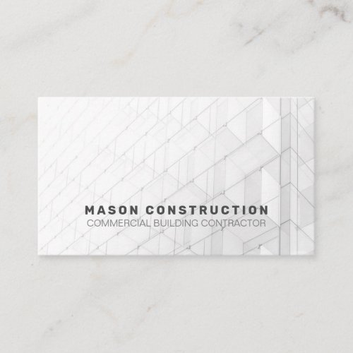 Commercial Building Construction Simple Gray White Business Card