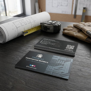 Commercial Building Contractors Dark Minimalist Business Card