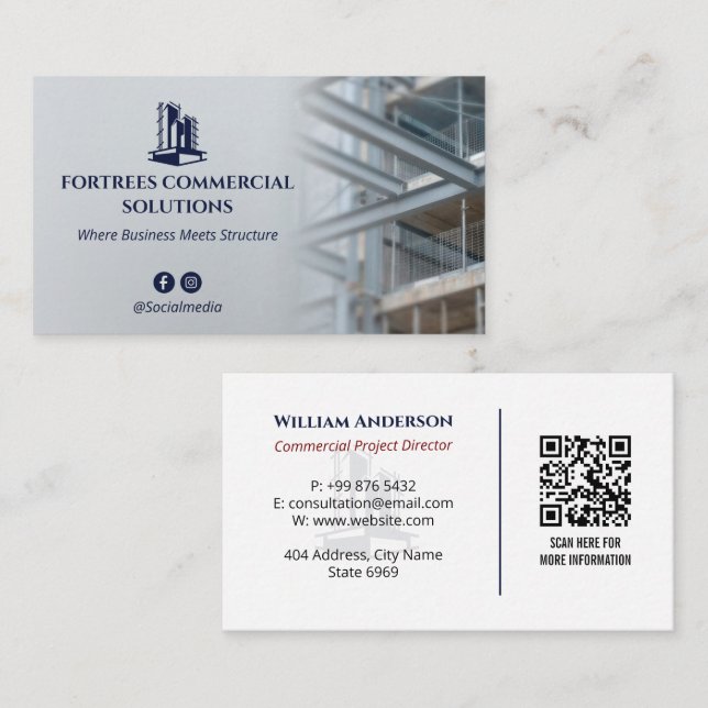 Commercial Building Contractors | Iron Gray Business Card (Front/Back)