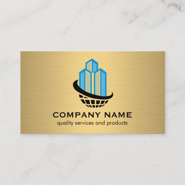 Commercial Buildings Global Logo | Gold Metallic Business Card (Front)