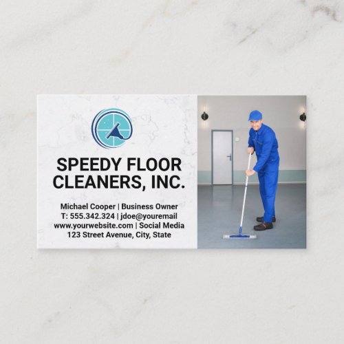 Commercial Cleaner Service  Man Cleaning Floors  Business Card