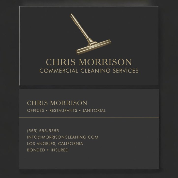 Commercial Cleaning Black Gold Business Card